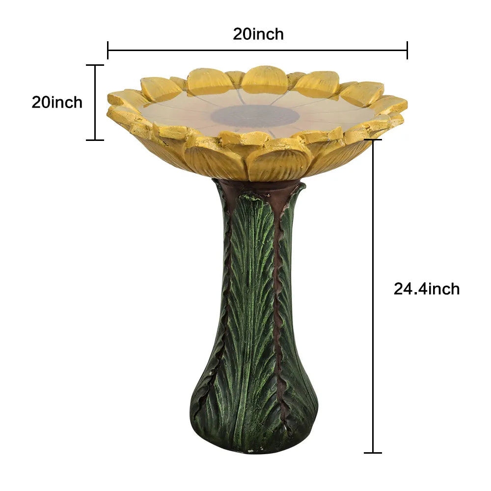 Concrete Sunflower Bird Bath Sculpted Basin 24 Inch