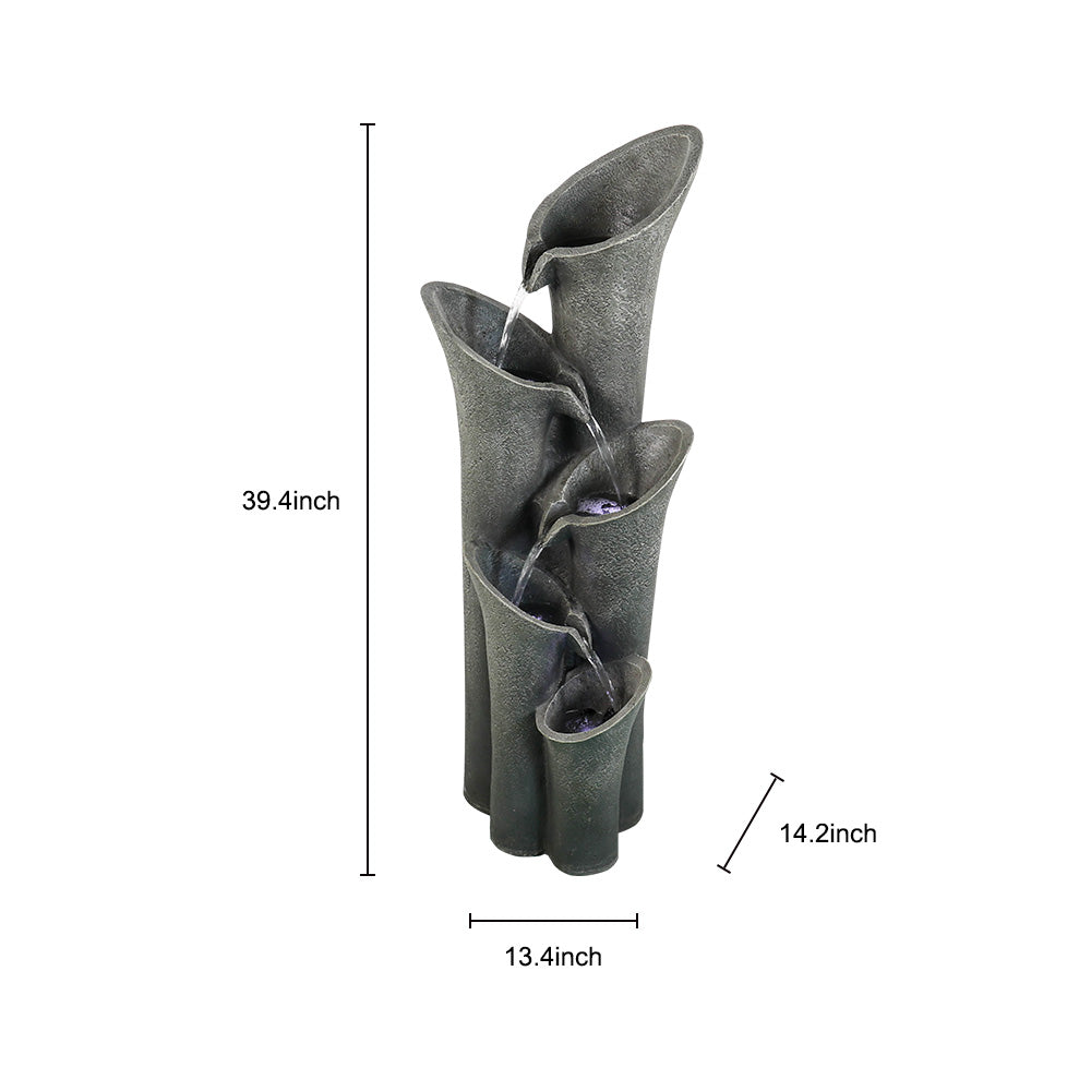 Resin Angled Pillar Outdoor Floor Fountain 39 in 14 lb