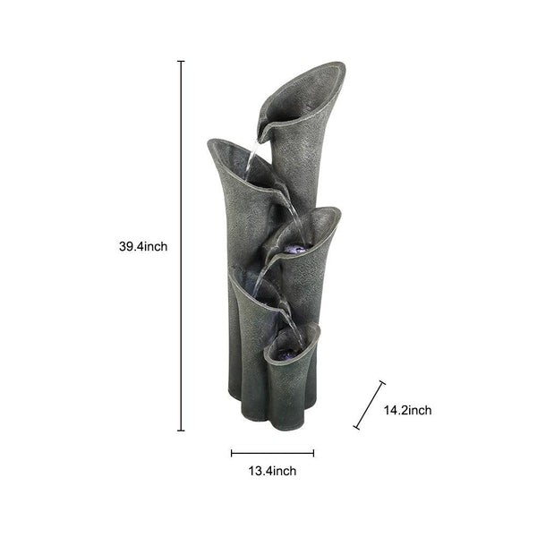Resin Angled Pillar Outdoor Floor Fountain 39 in 14 lb