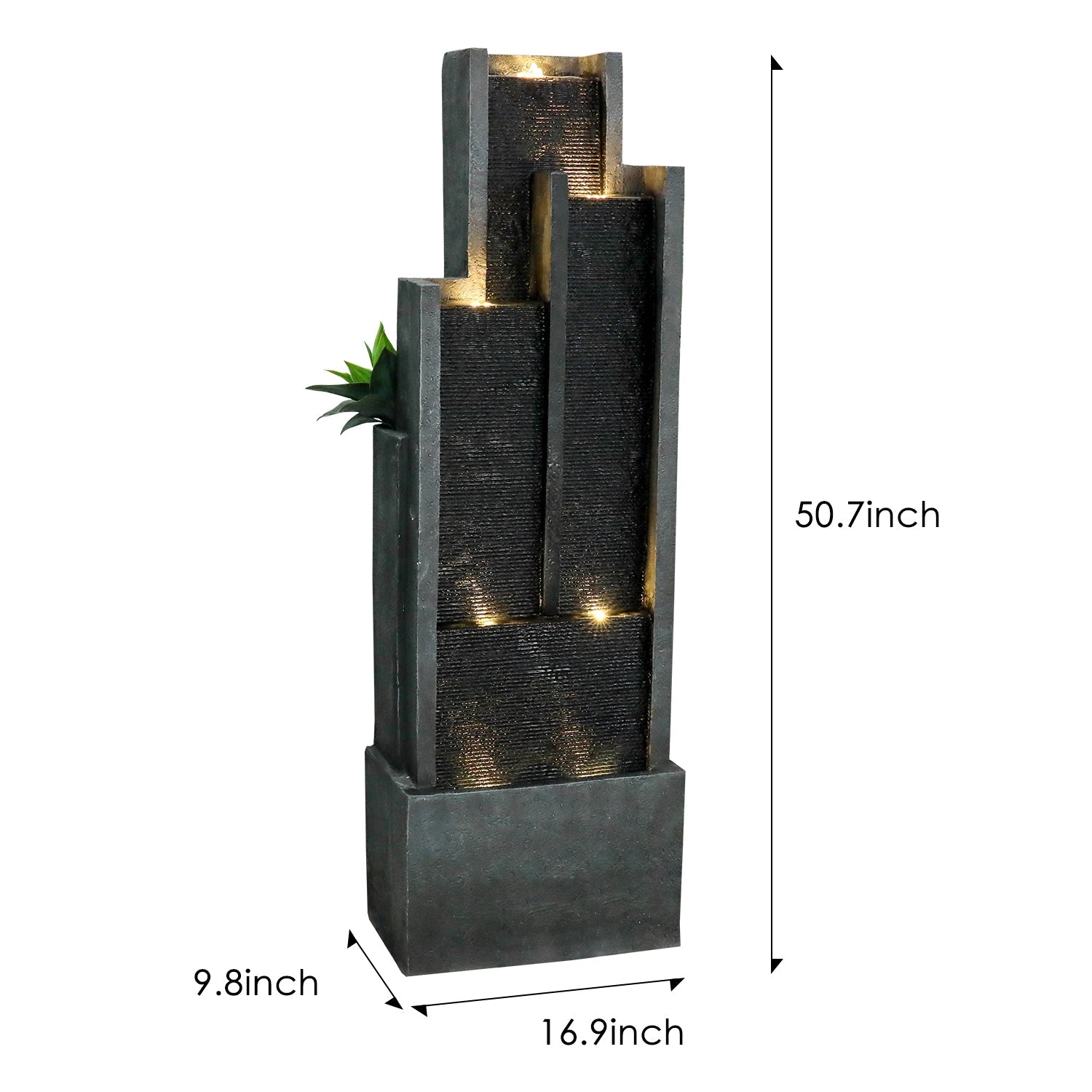 Resin Ribbed Slate Outdoor Water Fountain Quiet 50 in