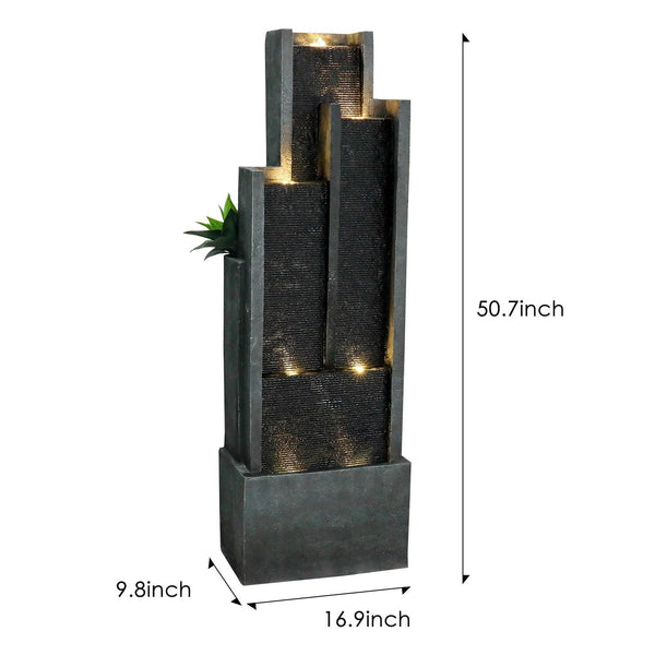 Resin Ribbed Slate Outdoor Water Fountain Quiet 50 in