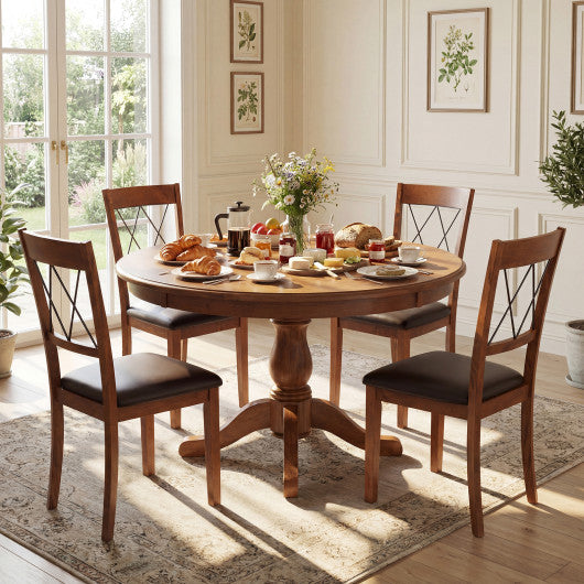 Dining Chair Set of 2 Fabric Upholstered Kitchen Armless Chairs with Rubber Wood Frame-Walnut