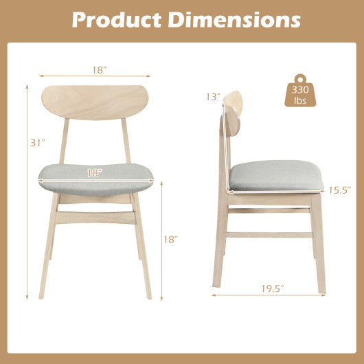 Dining Chair Set of 2 Fabric Upholstered Kitchen Armless Chairs-Natural