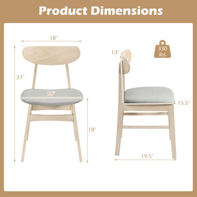 Dining Chair Set of 2 Fabric Upholstered Kitchen Armless Chairs-Natural