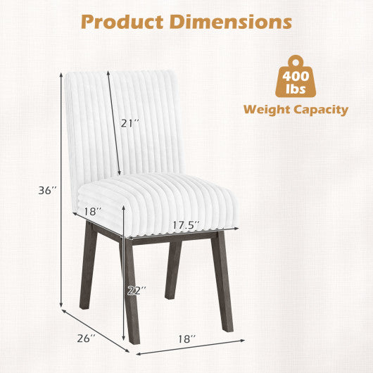Dining Chairs Set of 4 Fabric Upholstered Kitchen Chairs with Padded Seat and Rubber Wood Legs-White+Gray