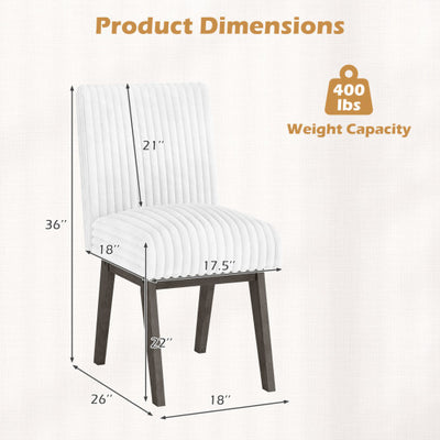 Dining Chairs Set of 4 Fabric Upholstered Kitchen Chairs with Padded Seat and Rubber Wood Legs-White+Gray