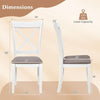 Dining Chairs Set of 2 Rubber Wood Dining Room Chairs with Comfortable Backrest and Padded Seat-White - White