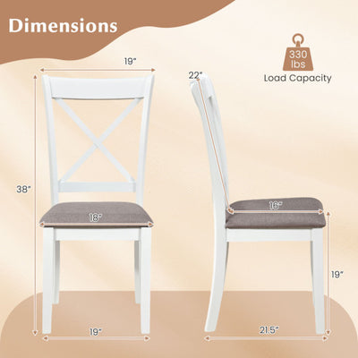 Dining Chairs Set of 4 Rubber Wood Dining Room Chairs with Comfortable Backrest and Padded Seat-White