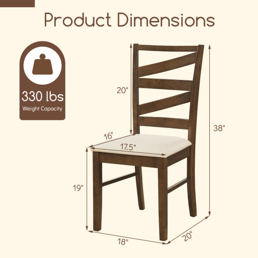Dining Chairs Set of 2 with Backrests and Rubber Wood Frames-Brown