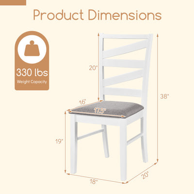 Dining Chairs Set of 4 with Backrests and Rubber Wood Frames-White
