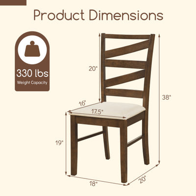 Dining Chairs Set of 4 with Backrests and Rubber Wood Frames-Brown