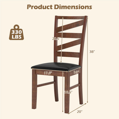 Dining Chairs Set of 2 Kitchen Side Chairs with Rubber Wood Legs-Walnut