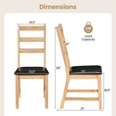 Dining Chairs Set of 2 Farmhouse Dining Room Chairs with Hollowed Backrest-Natural
