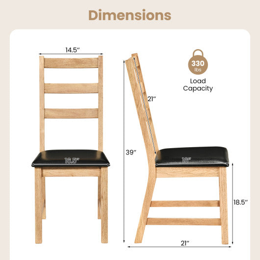 Dining Chairs Set of 2 Farmhouse Dining Room Chairs with Hollowed Backrest-Natural