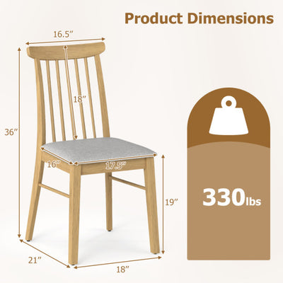 Dining Chairs Set of 4 Fabric Upholstered Kitchen Armless Chairs with Rubber Wood Frame-Natural