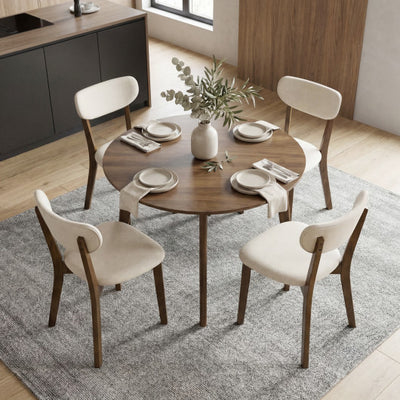 Dining Chairs Set of 4 with Solid Rubber Wood Frame-White