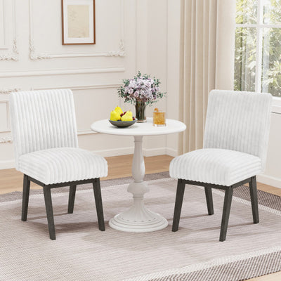 Dining Chairs Set of 2 Fabric Upholstered Kitchen Chairs with Padded Seatand Rubber Wood Legs-Gray & White
