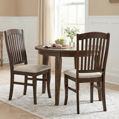 Dining Chairs Set of 2 Kitchen Side Chairs Mid-century Armless Dinette Chairs-Brown & White