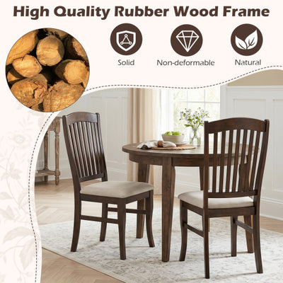 Dining Chairs Set of 2 Kitchen Side Chairs Mid-century Armless Dinette Chairs-Brown & White