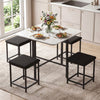 Dining Table Set with 4 Upholstered Stools and Metal Frame-White
