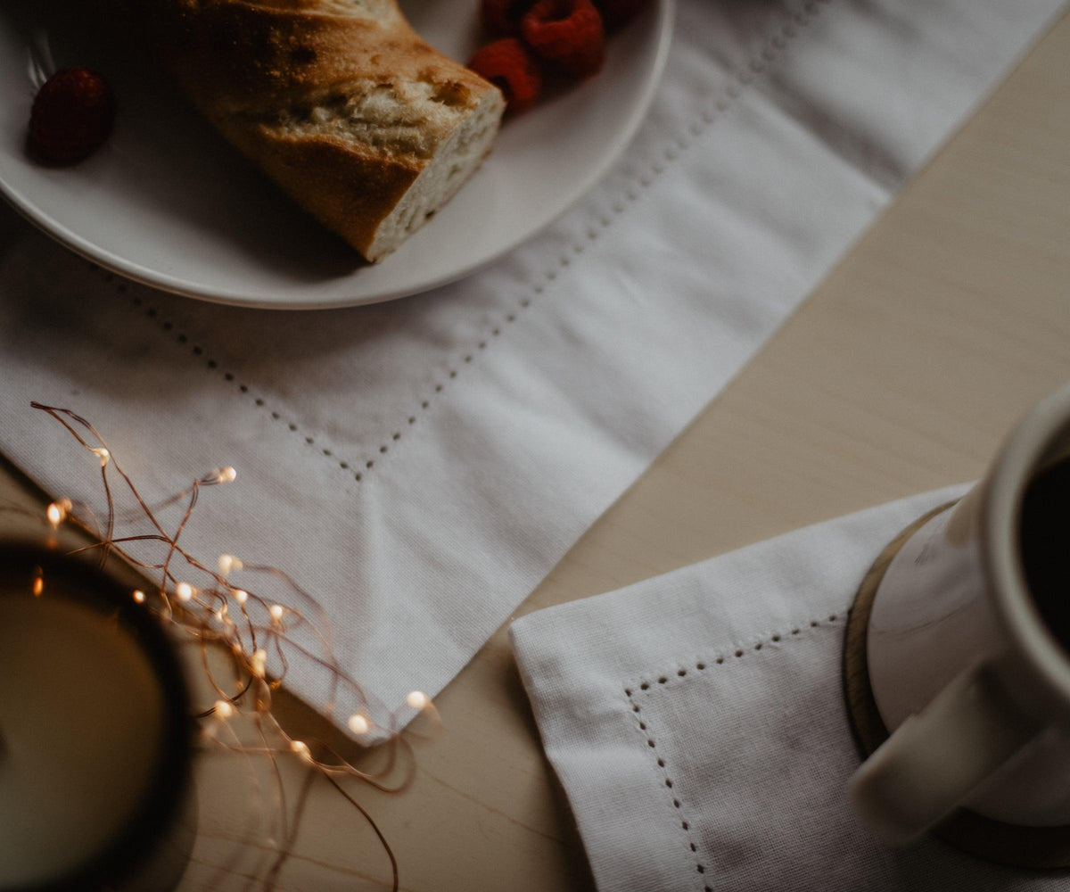 Hemstitch Cocktail Napkins - Set of 12
