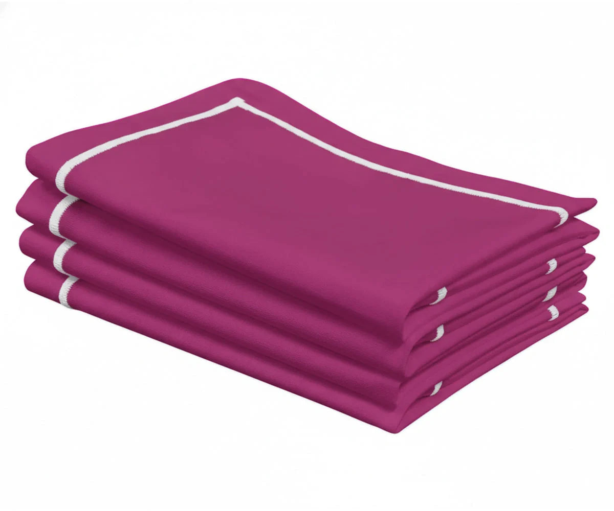 Dinner Napkins Cloth - Line Embroidered Napkins