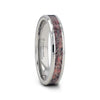 ARCHEAN Pink Dinosaur Bone Inlaid Tungsten Carbide Beveled Edged Ring - 4mm - 8mm - 4mm / 3.00
