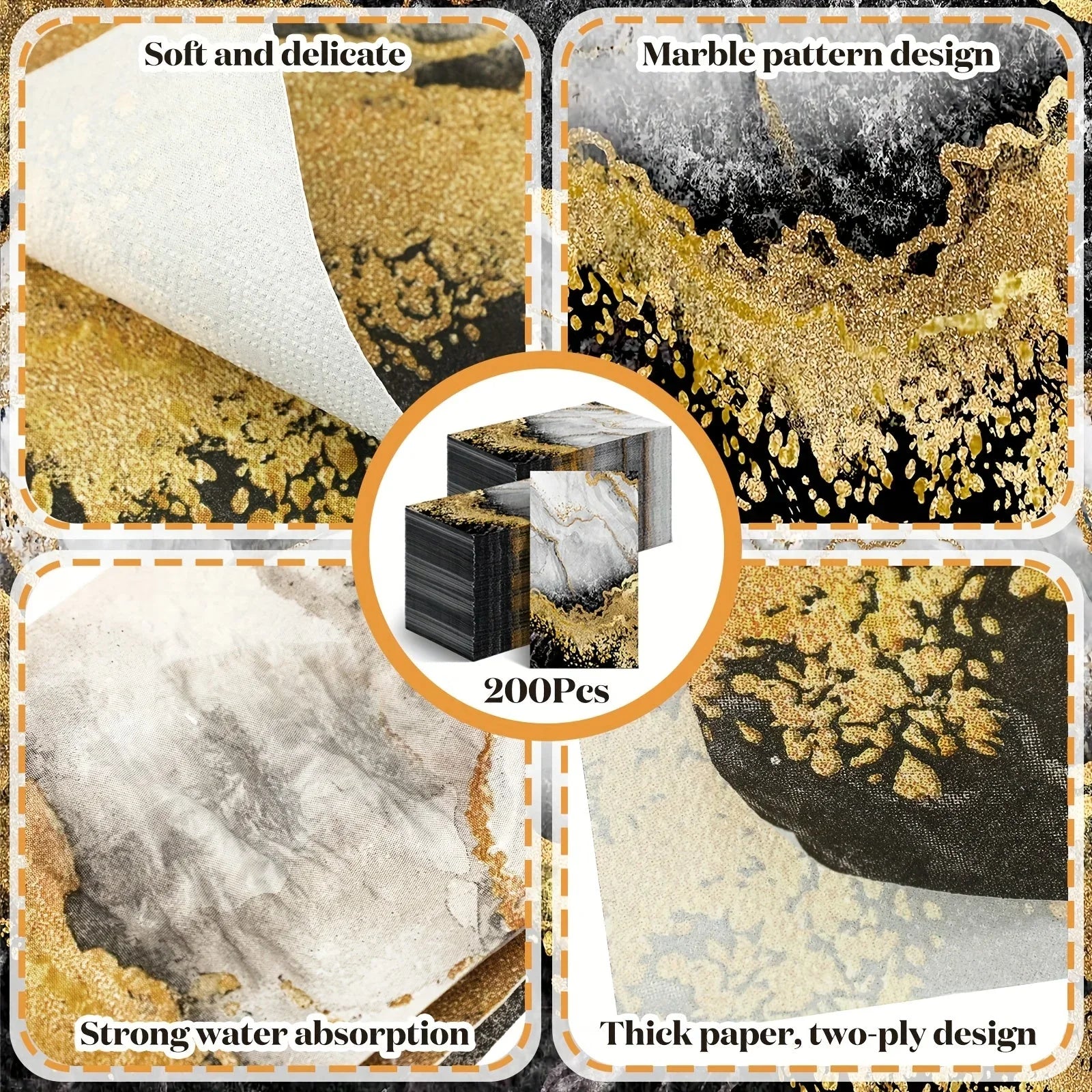 Disposable Towels - Marble Print White