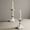 Distressed White Metal Taper Cottagecore Candle Holders (Set of 2)