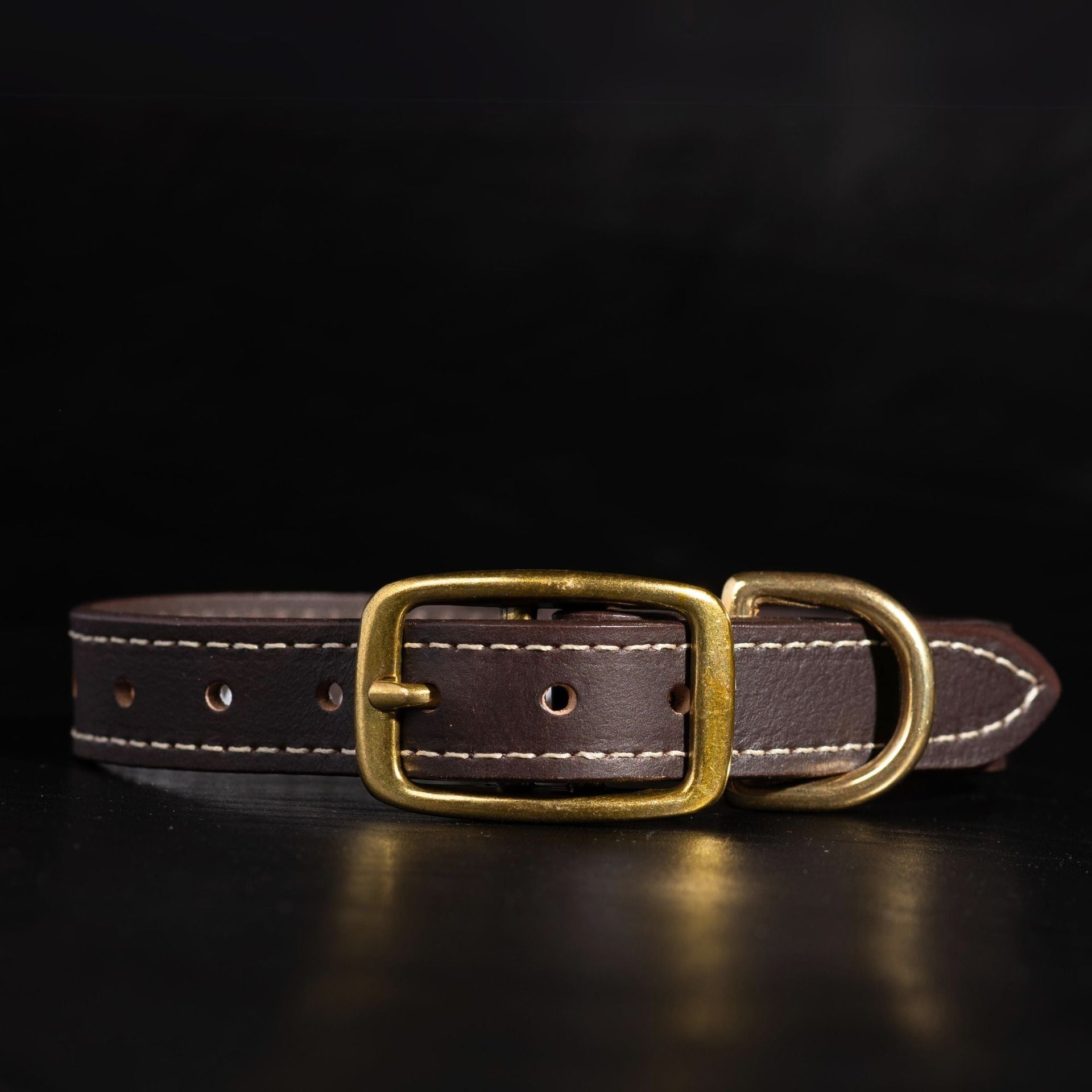 Trailblazer - Brown Stitched Premium Leather Dog Collar - Made in Canada NAB Leather