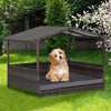 Outdoor Wicker Dog House with Weatherproof Roof-Gray