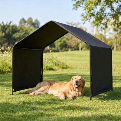 Dog Shade Shelter with Waterproof Roof for Large Medium Small Breeds-Black