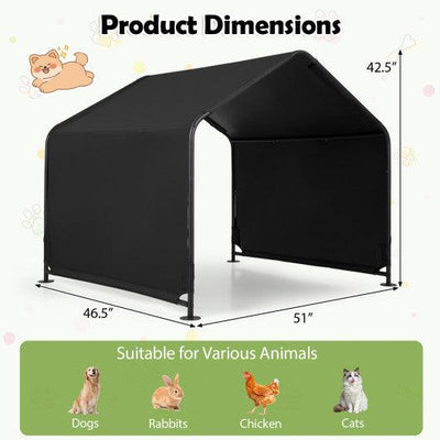Dog Shade Shelter with Waterproof Roof for Large Medium Small Breeds-Black