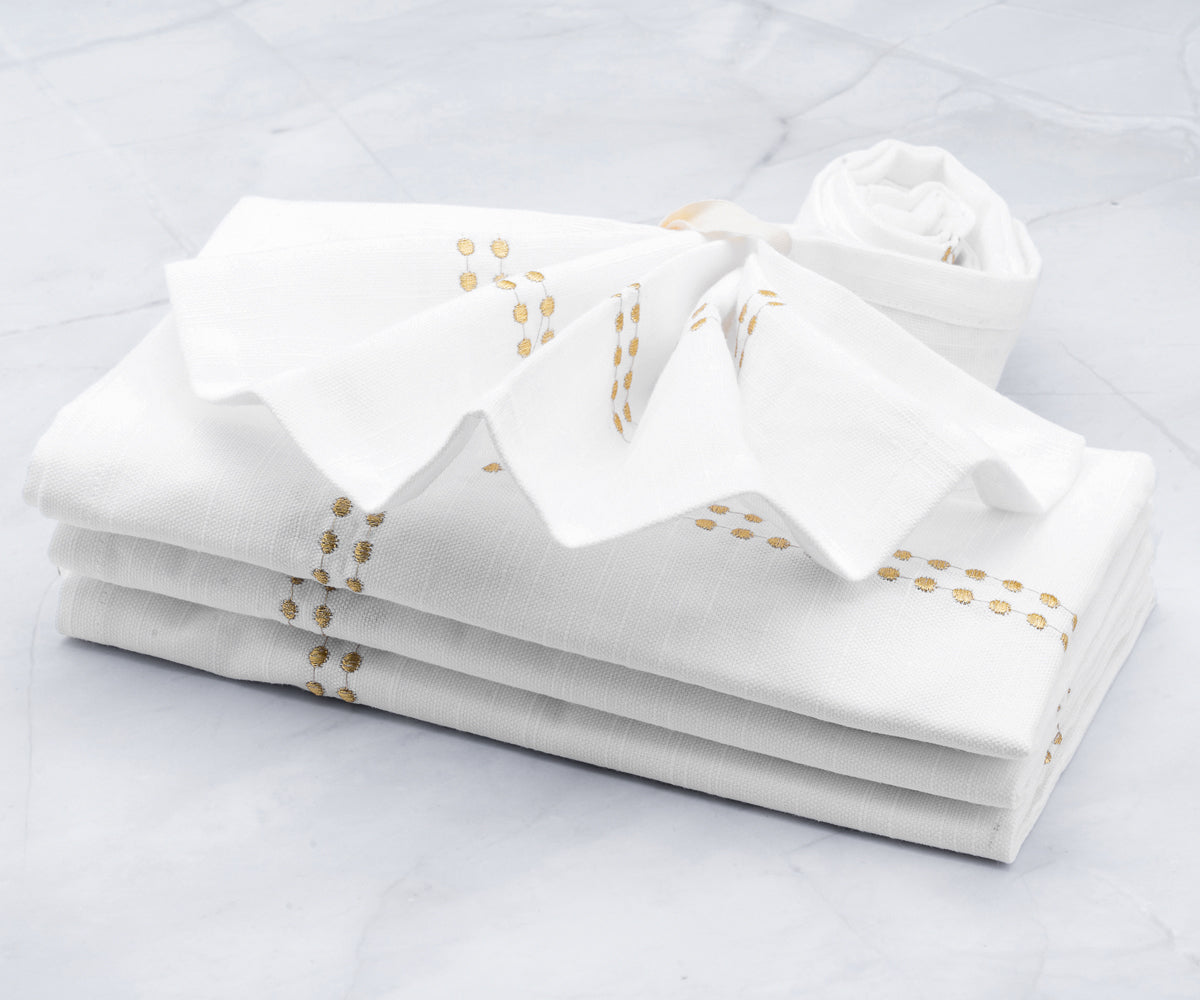 White Dinner Napkins - Pearl Napkins