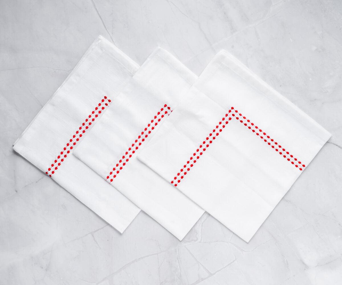 Red Embroidered Pearls Napkins
