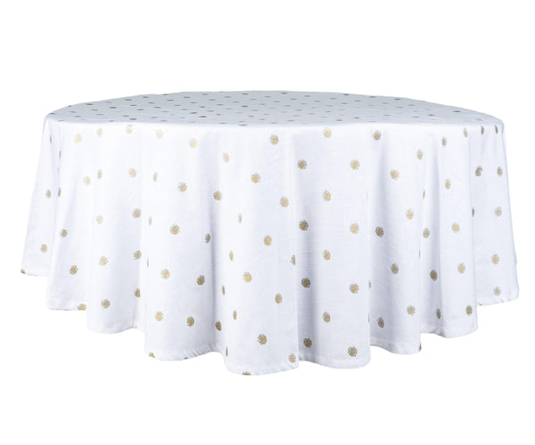 White TableCloth - Metallic Printed