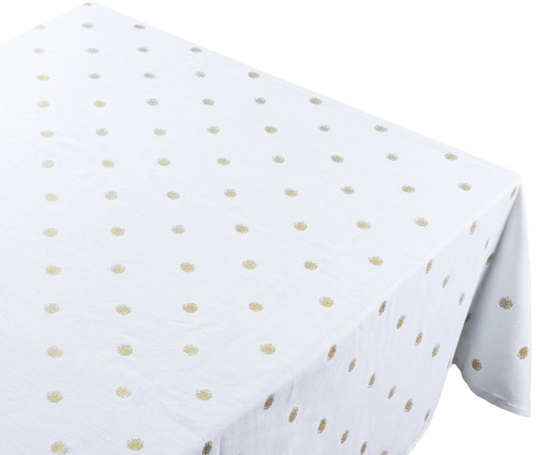 White TableCloth - Metallic Printed