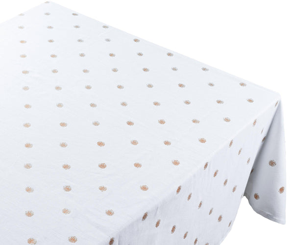 White TableCloth - Metallic Printed