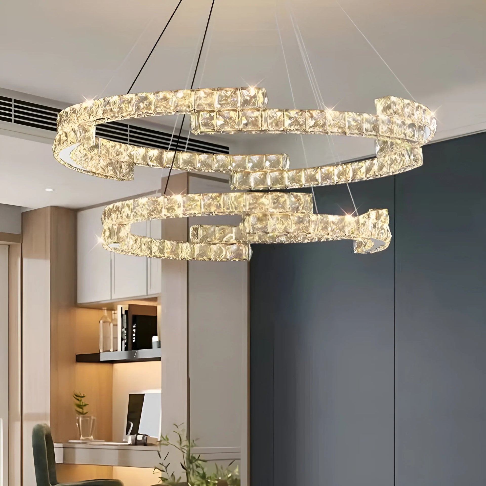 Double Ring Crystal Chandelier