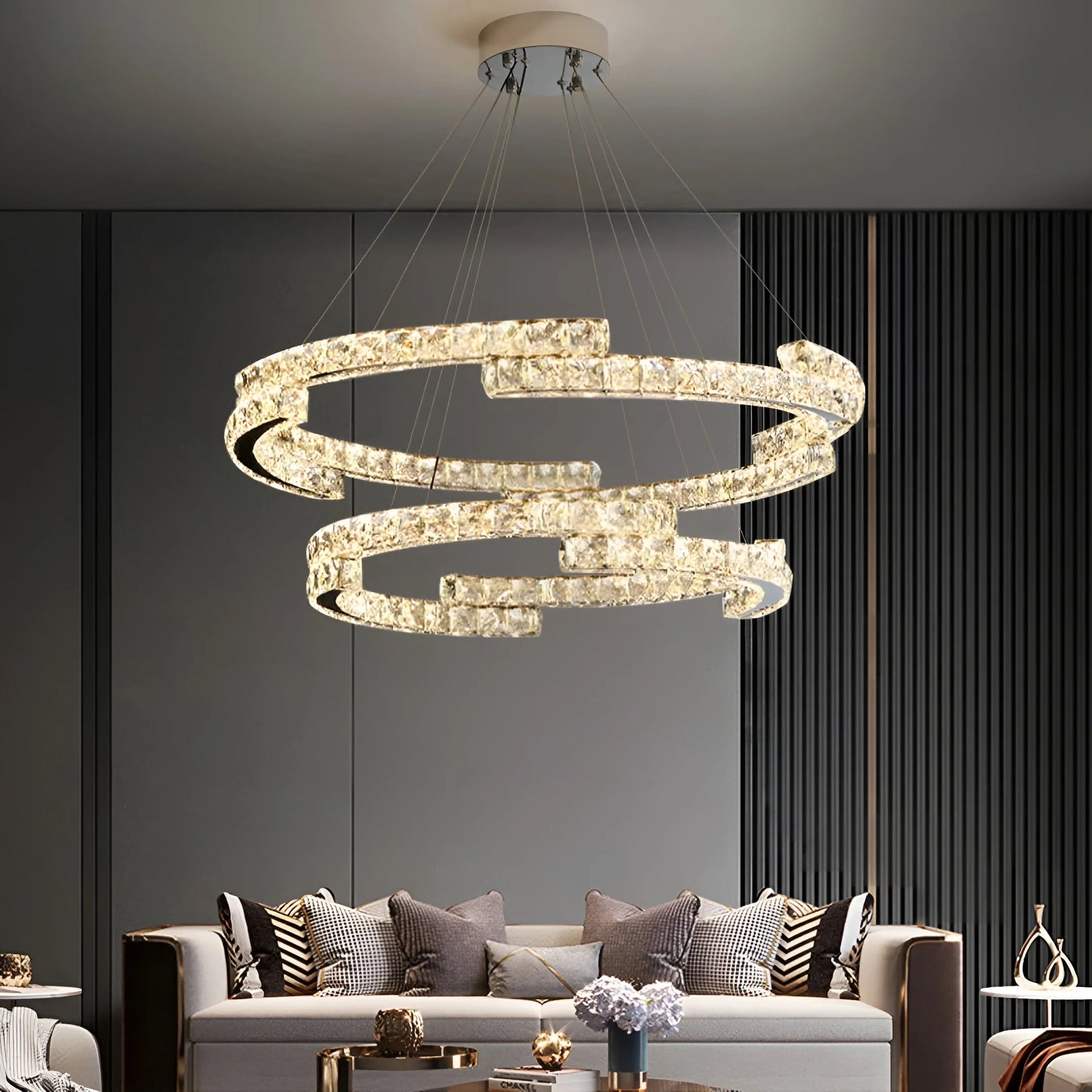 Double Ring Crystal Chandelier