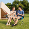 Double Camping Chair with Carry Bag Cup Holders-Blue