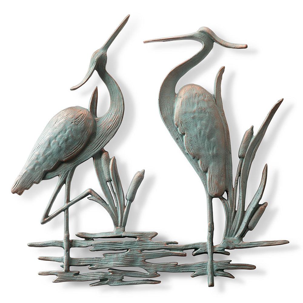 Double Garden Heron Wall Plaque