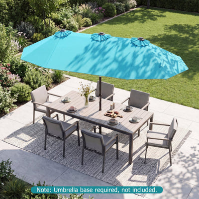 Double-Sided Patio Umbrella with Push Button Tilt Crank Handle-Turquoise