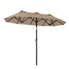 Double-Sided Patio Umbrella with Push Button Tilt Crank Handle-Coffee - Coffee