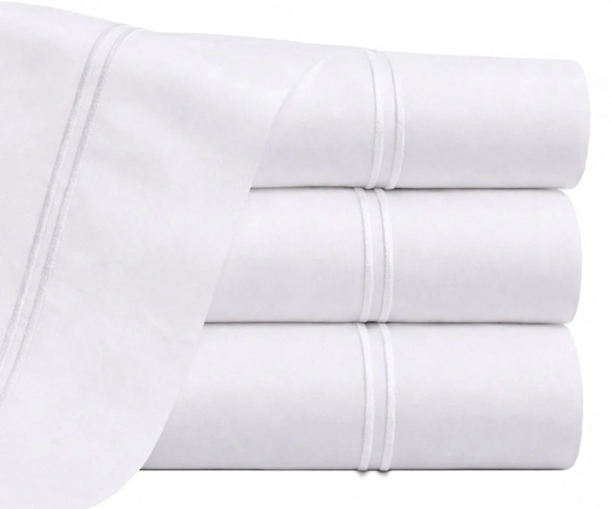 Cotton Flat Sheet - Line Embroidery