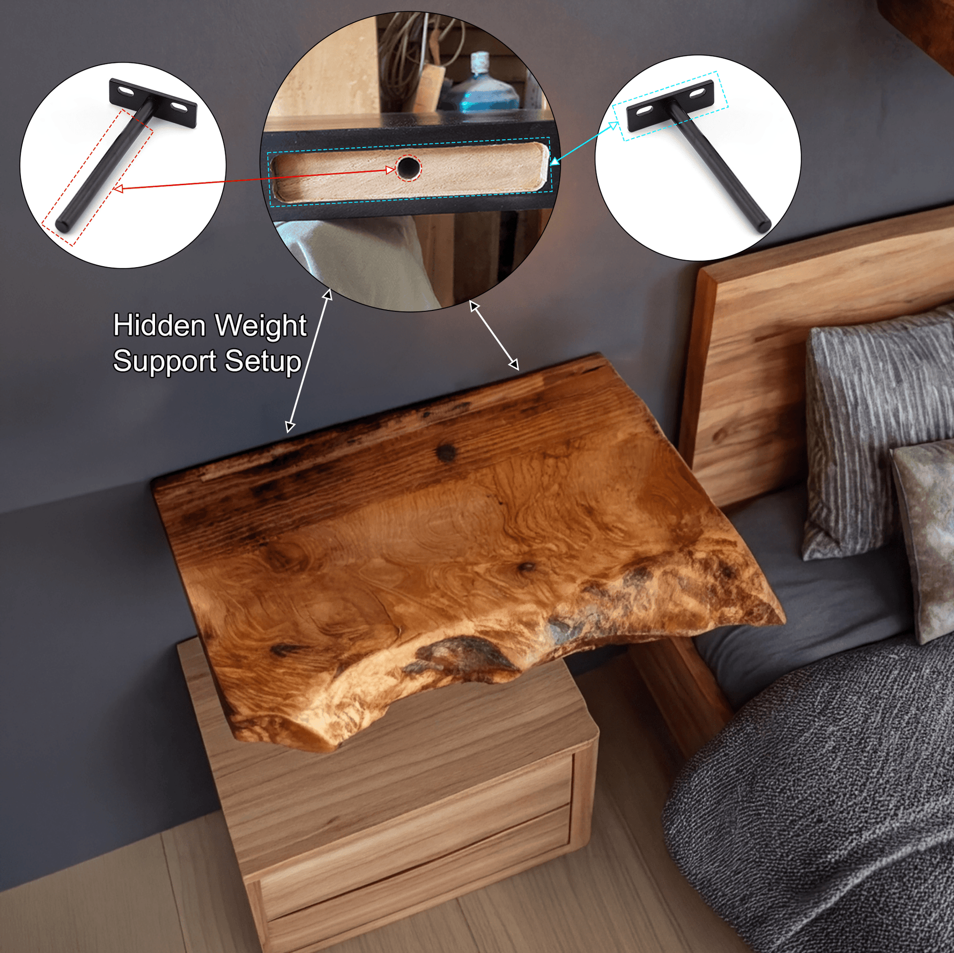 Dovren Live Edge Solid Wood Floating Shelf SPA243678