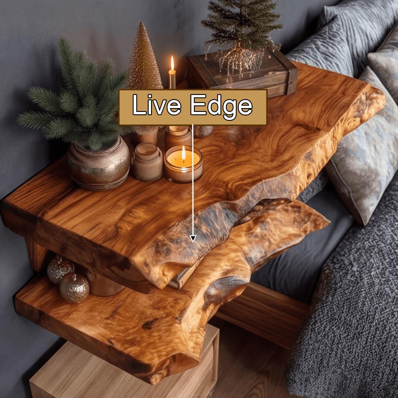 Dovren Live Edge Solid Wood Floating Shelf SPA243678