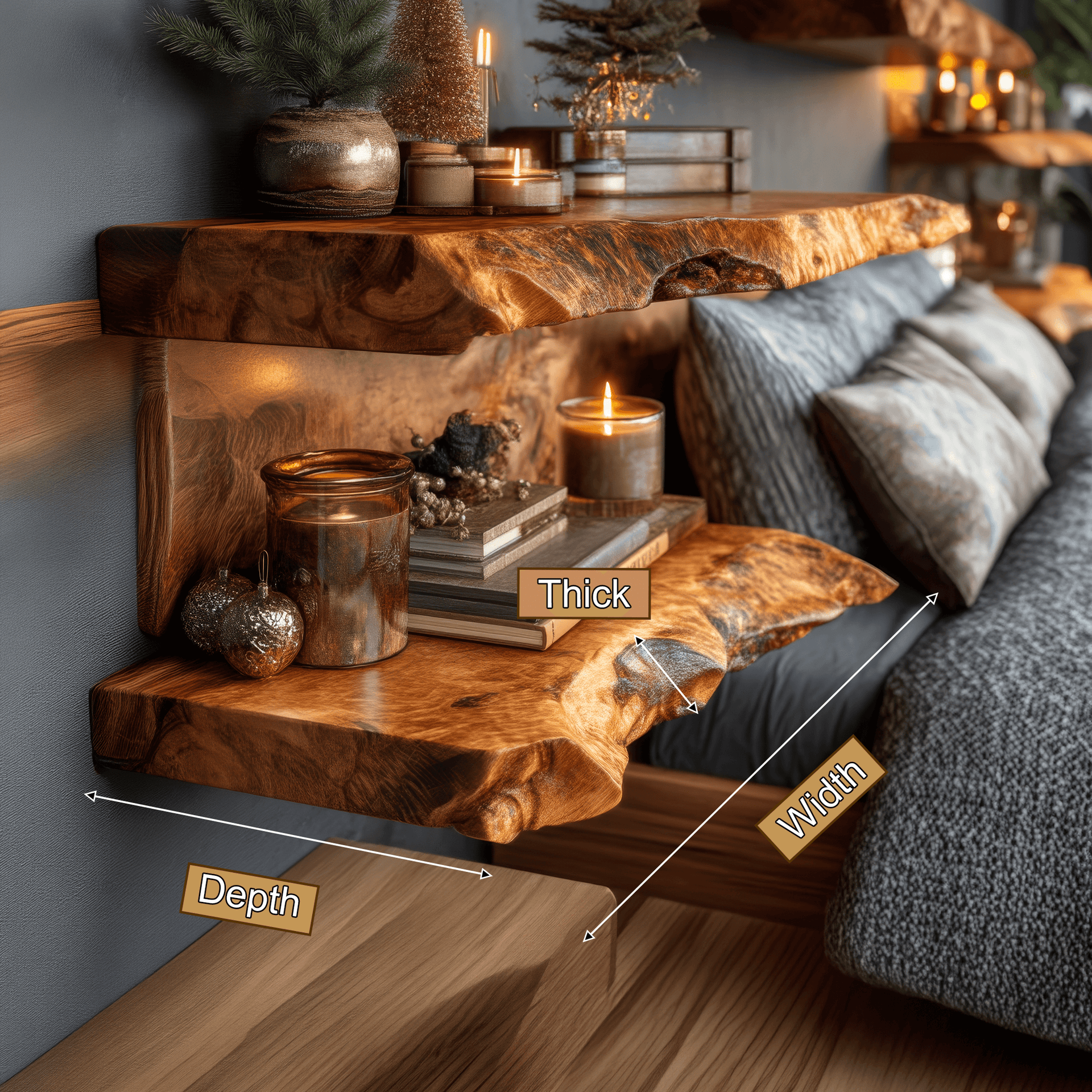 Dovren Live Edge Solid Wood Floating Shelf SPA243678