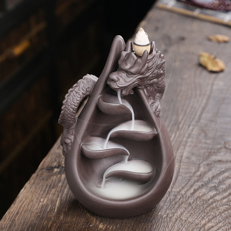Dragon Cascading Ceramic Backflow Incense Burner