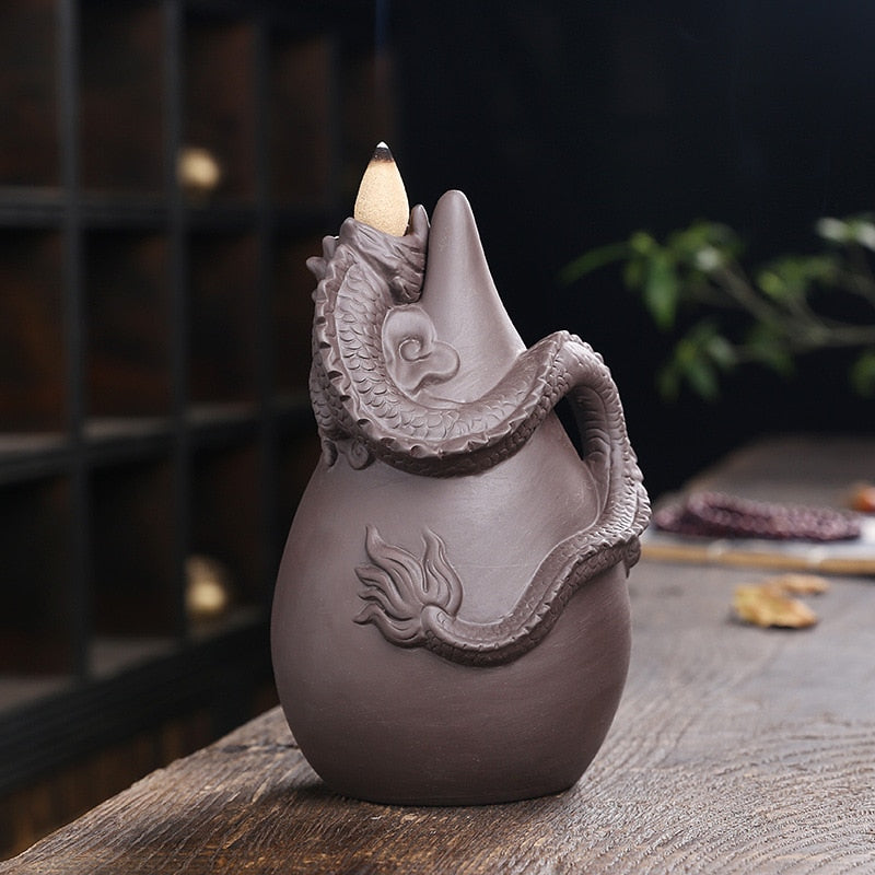 Dragon Cascading Ceramic Backflow Incense Burner
